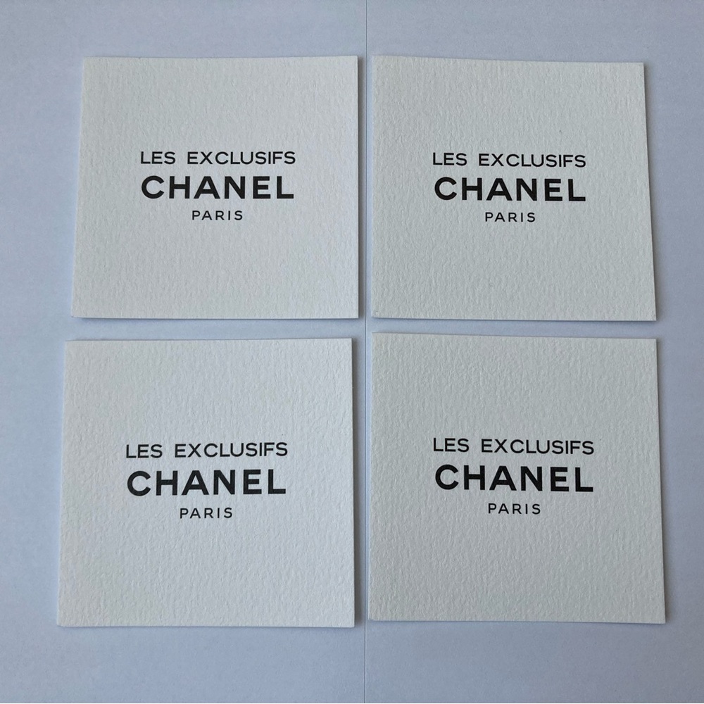 4 Chanel Les Exclusifs Promo Paper Logo White Cards Lot Set Craft Collectible